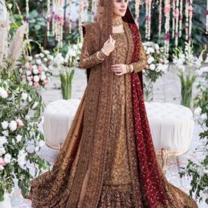 zinc red kameez lehenga for pakistani bridal dresses